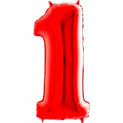 1 Rakam Grabo Kırmızı Folyo Balon 40