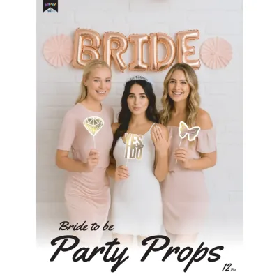 12 Parça Konuşma Balonu Party Set -Bride To Be Beyaz- - 1