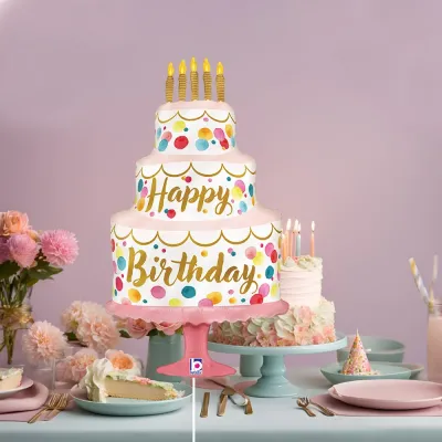 Satin Birthday Pink Cake Mini Grabo Folyo Balon 14