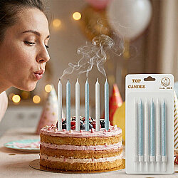 15 cm Blue and White Glitter Cake Candle Set - 6 Pieces - Kikajoy