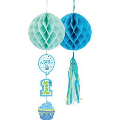 1st Birthday Paper Honeycomb Balls Set