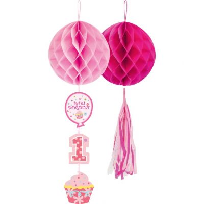 1st Birthday Paper Honeycomb Balls Set