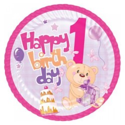  - 1st Birthday Party Paper Plates Pink