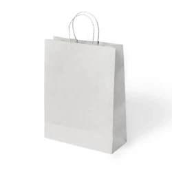 Beyaz Büküm Saplı Poşet Kraft Çanta 22x26cm - 1
