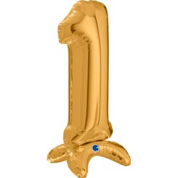 25 inch Gold Stands Up Number 1 Foil Balloon - 2