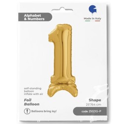 25 inch Gold Stands Up Number 1 Foil Balloon - 1