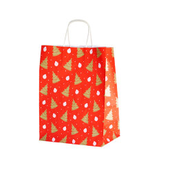 Yılbaşı Beyaz Büküm Saplı Kraft Çanta 25x31 cm - Kika