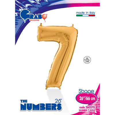 26 inch Gold Number 7 Grabo Foil Balloon - 1