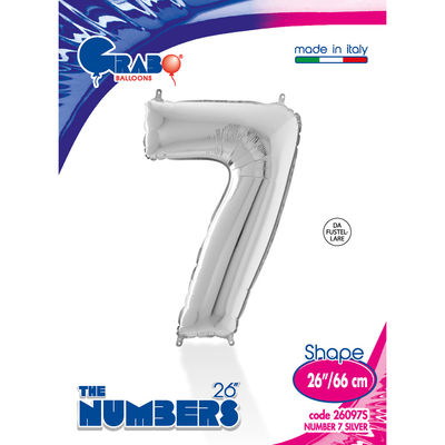 26 inch Silver Number 7 Grabo Foil Balloon - 1