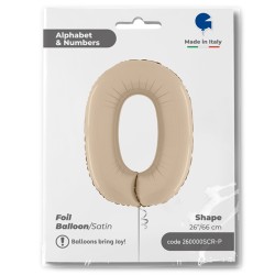 26 inch Satin Cream Number 0 Foil Balloon - 1