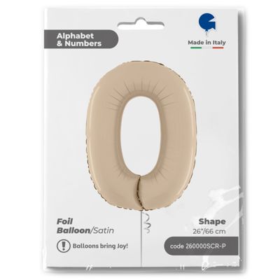 26 inch Satin Cream Number 0 Foil Balloon - 1