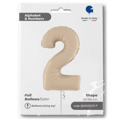 26 inch Satin Cream Number 2 Foil Balloon - 1