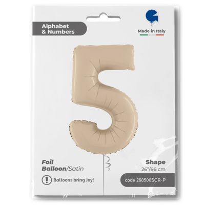 26 inch Satin Cream Number 5 Foil Balloon - 1