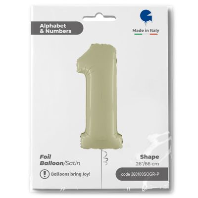 26 inch Satin Olive Green Number 1 Foil Balloon - 1
