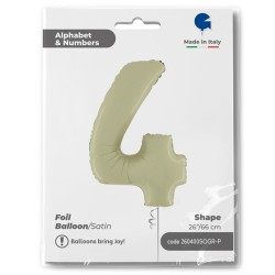 26 inch Satin Olive Green Number 4 Foil Balloon - 1