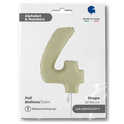 26 inch Satin Olive Green Number 4 Foil Balloon - 1