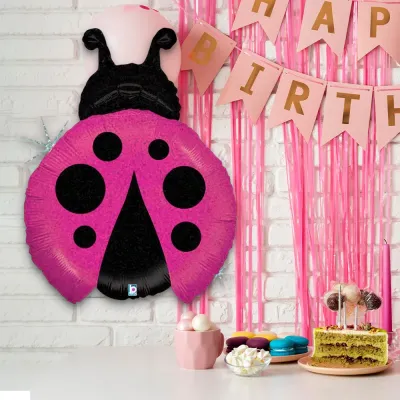 Little Lady Bug Magenta Holographic Grabo Folyo Balon 27