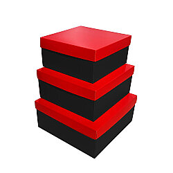3-Piece Black & Red Square Gift Box Set - 2