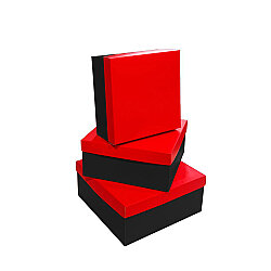 3-Piece Black & Red Square Gift Box Set - Kikajoy