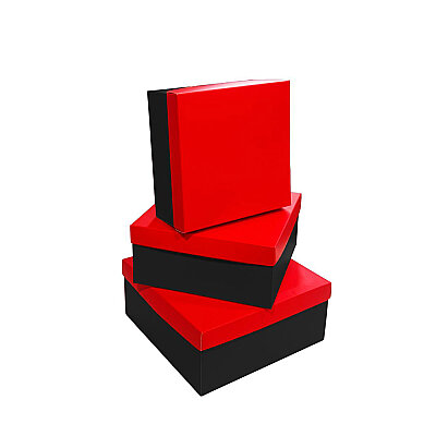 3-Piece Black & Red Square Gift Box Set - 1