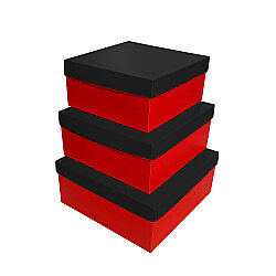 3-Piece Red & Black Square Gift Box Set - 2