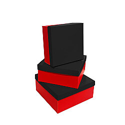 3-Piece Red & Black Square Gift Box Set - Kikajoy