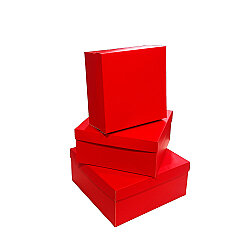 3-Piece Red Square Gift Box Set (Small - Medium - Large) - Kikajoy