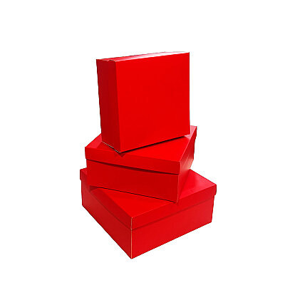 3-Piece Red Square Gift Box Set (Small - Medium - Large) - 1