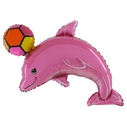 Grabo - Pink Dolphin With Ball Grabo Folyo Balon 30