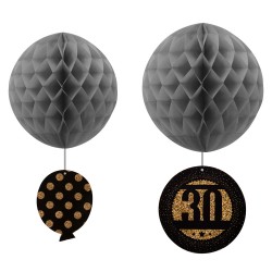 30th Birthday Paper Honeycomb Balls Set - Thumbnail