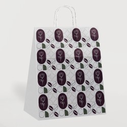 Kikajoy - Lala Desen Naturel Büküm Saplı Kraft Çanta 34x24x36,5cm