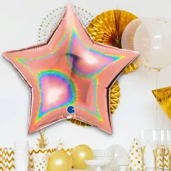 Star Glitter Holographic Rose Gold Grabo Folyo Balon 36
