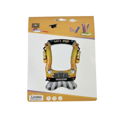 3D School Bus Photo Frame Foil Balloon - 2
