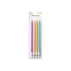 4-Pack Mixed Color Macaron Slim Long Cake Candle Set (19 cm) - 2