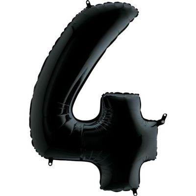 40 inch Black Number 4 Grabo Foil Balloon - 2