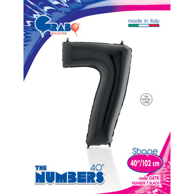 40 inch Black Number 7 Grabo Foil Balloon - 1