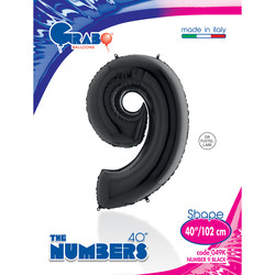 40 inch Black Number 9 Grabo Foil Balloon - 1