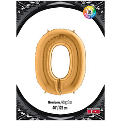 40 inch Gold Number 0 Foil Balloon - Kikajoy