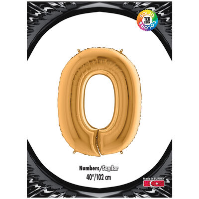 40 inch Gold Number 0 Foil Balloon - 1