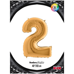 40 inch Gold Number 2 Foil Balloon - Kikajoy