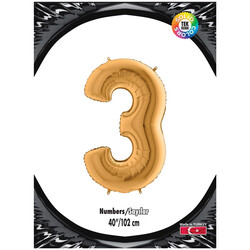 40 inch Gold Number 3 Foil Balloon - Kikajoy