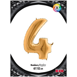 40 inch Gold Number 4 Foil Balloon - Kikajoy