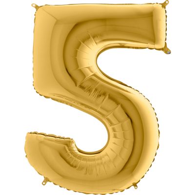 40 inch Gold Number 5 Grabo Foil Balloon - 2