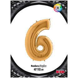 40 inch Gold Number 6 Foil Balloon - Kikajoy