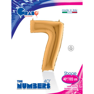 40 inch Gold Number 7 Grabo Foil Balloon - 1