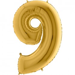 40 inch Gold Number 9 Grabo Foil Balloon - 2
