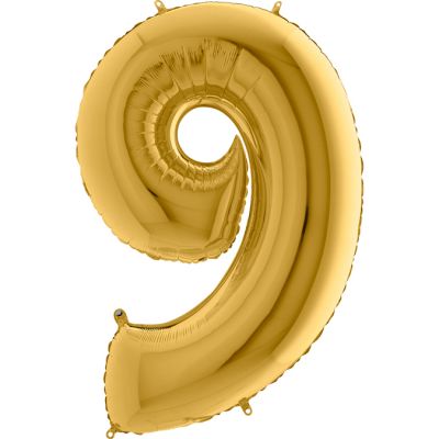 40 inch Gold Number 9 Grabo Foil Balloon - 2