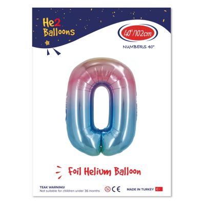 40 inch Rainbow Number 0 Foil Balloon - 1