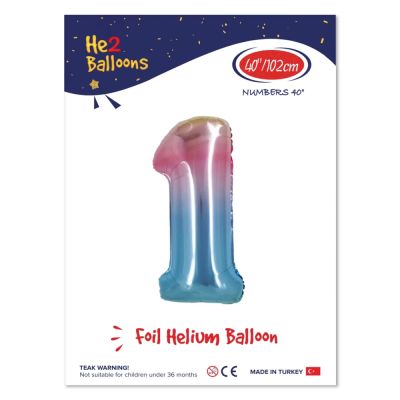 40 inch Rainbow Number 1 Foil Balloon - 1