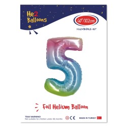 40 inch Rainbow Number 5 Foil Balloon - 1